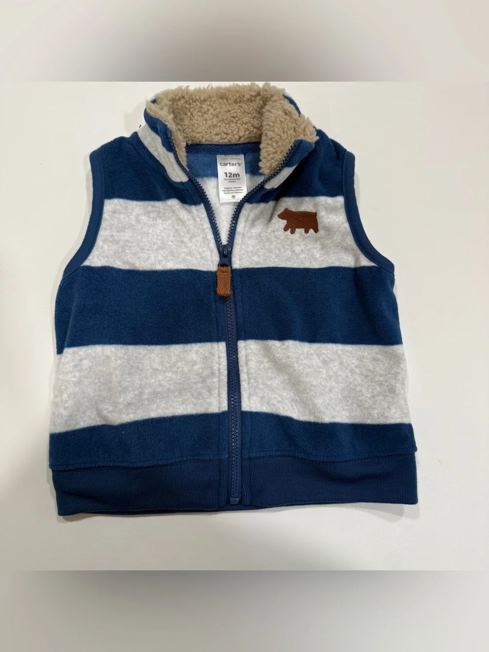 Carter’s fleece striped vest boys 9 to 12 months